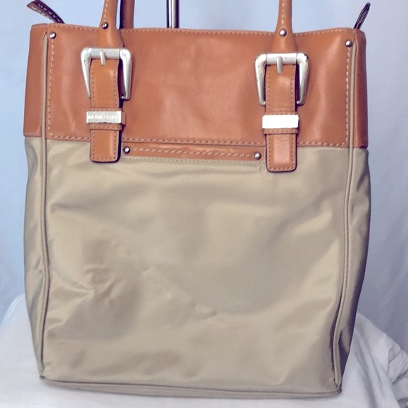 MICHAEL KORS tan and brown nylon and leather medium sized tote. - Picture 2 of 16
